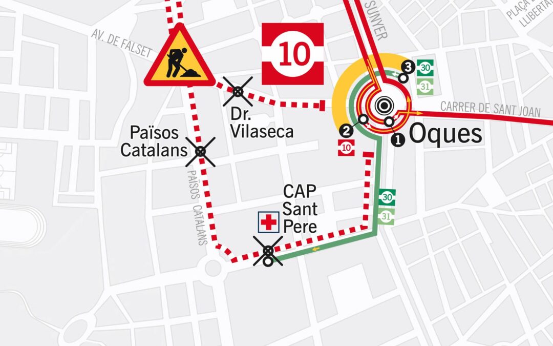 Canvi de recorregut L10 amb motiu de les obres al Pont del Barri Gaudí