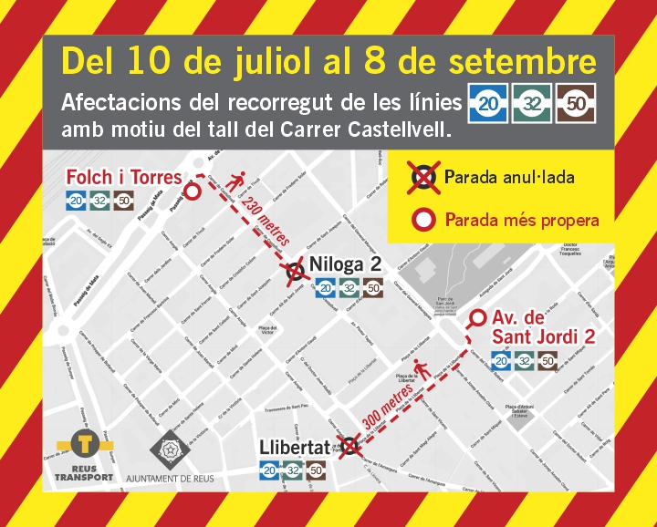 Des del dilluns, 10 de juliol, afectacions amb motiu del tall del Carrer Castellvell.